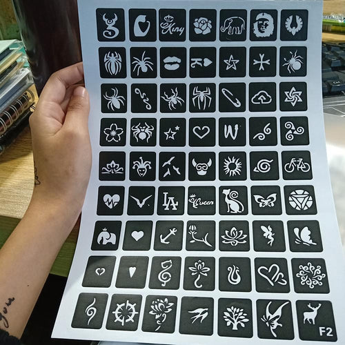 Henna Tattoo Stencils Glitter Tattoo Stencil Woman Girl Kids Drawing Template Small Cute Flower Butterfly Cartoon